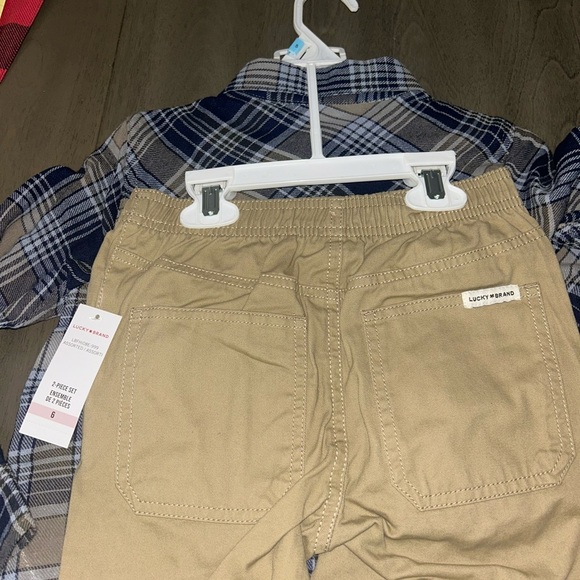 Lucky Brand Blue Plaid Shirt and khaki pants set - Picture 6 of 7